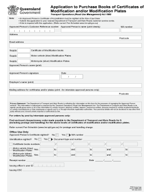 Application to Purchase Books of Certificates of Modification