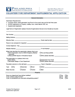 Volunteer Fire Department Supplemental Application
