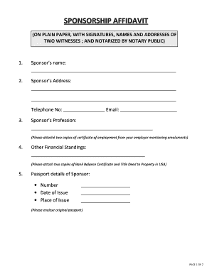 Sponsorship Affidavit