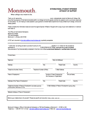 How to write a affidavit - International Student Sponsor Affidavit of Support Form - Monmouth ... - ou monmouthcollege