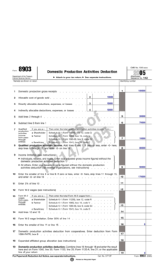 IRS Form 8903 Domestic Production Activities Deduction 2005
