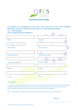European Parliament Accreditation Registration Form