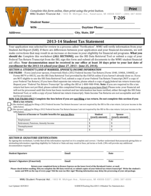 WMU Student Financial Aid Verification Form