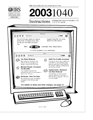 IRS Form 1040 Instructions 2003