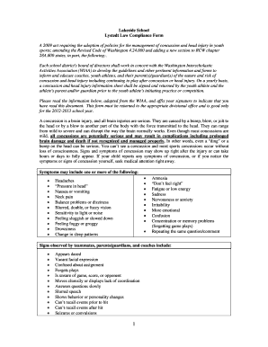 Lystedt Law Compliance Form