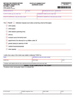 Motion for Orders Before Connecticut Court