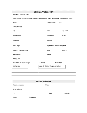 Residential Lease Application Form