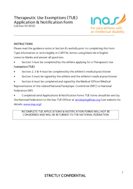 Therapeutic Use Exemption Application Form