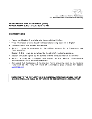 Therapeutic Use Exemption Application Form