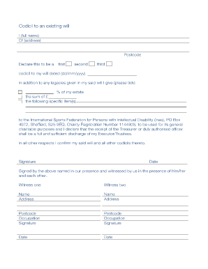 Printable codicil template - Codicil to an existing will - Inas - inas