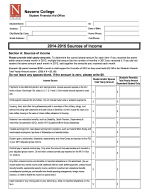 Navarro College Student Financial Aid Form