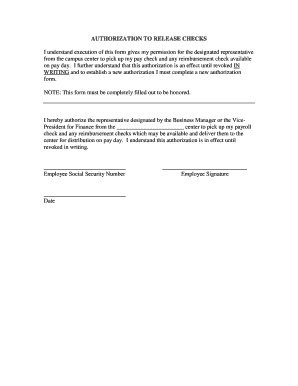 Authorization to Release Checks