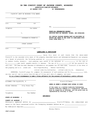 Missouri Landlord’s Petition