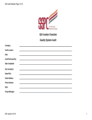 QS1 Quality System Audit Checklist