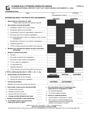 Evangelical Lutheran Church in Canada Form A1