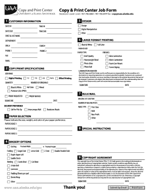 UAA Copy and Print Center Job Form