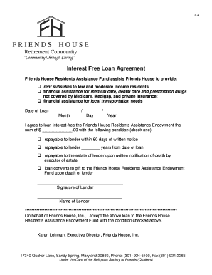 Interest-free Loan Form - Friends House Retirement Community