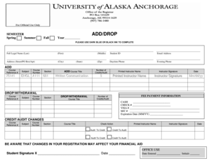 Semester Add/Drop Form