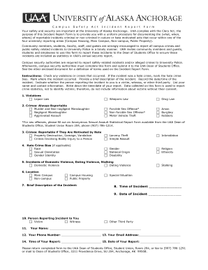 Campus Safety Act Incident Report Form