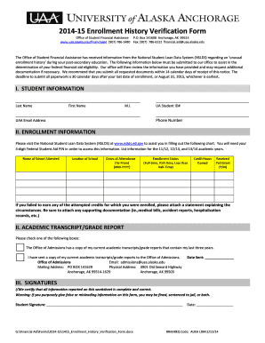 2014-15 Enrollment History Verification Form