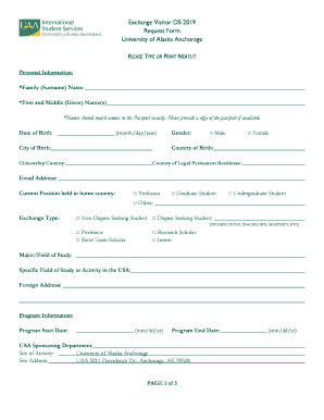 DS-2019 Request Form - University of Alaska Anchorage - uaa alaska