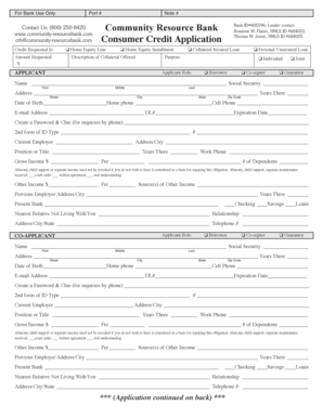 Consumer Credit Application