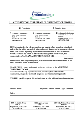 Authorization for Release of Orthodontic Records