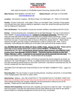 GAAC Valentine Mini NOTE: TIME CHANGE Held under the ... - maswim