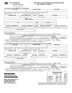 USA Swimming Non-Athlete Registration Application