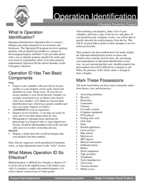 Operation Identification Burglary Prevention Program