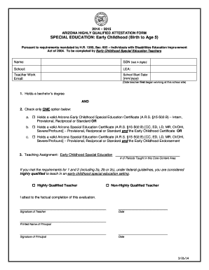 Arizona Highly Qualified Attestation Form