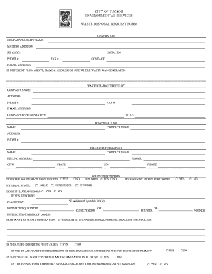 City of Tucson Waste Disposal Request Form