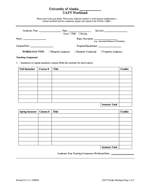 University of Alaska Faculty Workload Form
