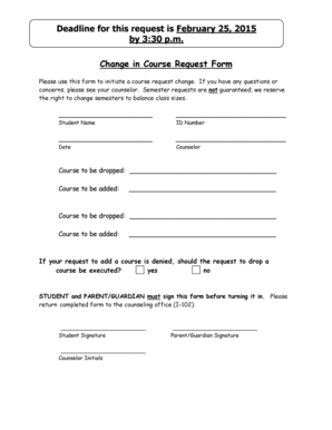 Change in Course Request Form