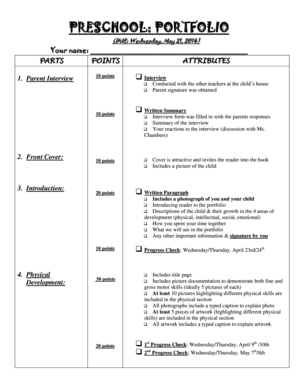 Preschool Portfolio Template