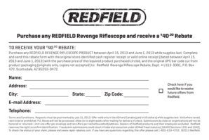 Redfield Revenge Riflescope Rebate Form