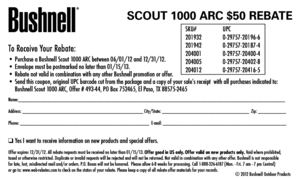Bushnell Scout 1000 ARC Rebate Form