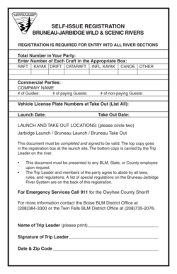Bruneau-Jarbidge River Self-Issue Registration Form