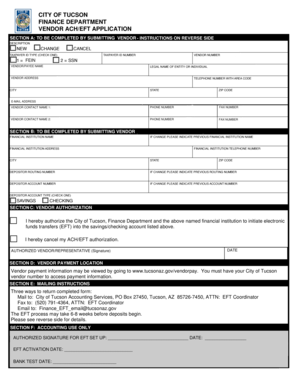 Missouri Vendor ACH/EFT Application