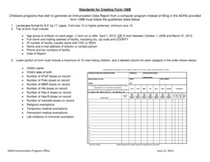 Form 108B Immunization Data Report
