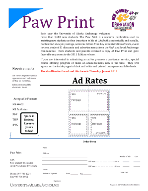 Paw Print Ad Submission Form