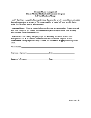 Bureau of Land Management Fitness Membership Fee Reimbursement Form