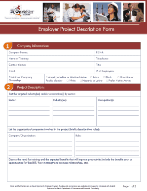 Medical form template - Employer Project Description Form - Illinois workNet