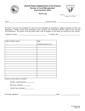 Bureau of Land Management Event Log