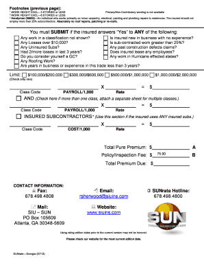 Georgia Artisan Contractors Insurance Application