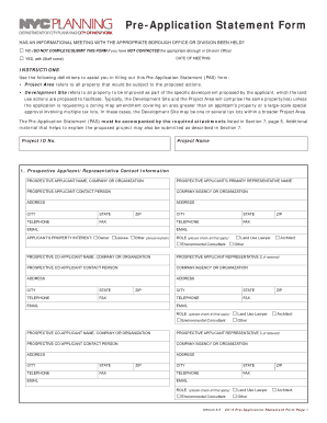 New York City Pre-Application Statement Form