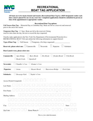 Recreational Boat Tag Application