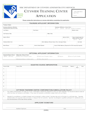 NYC Citywide Training Center Application