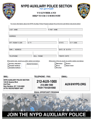 NYPD Auxiliary Police Volunteer Application