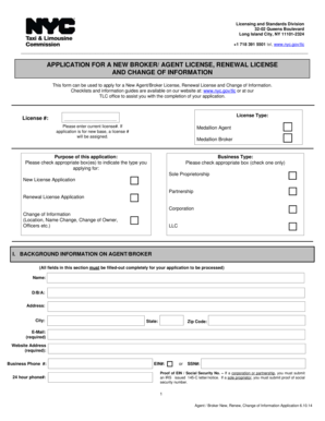 New York City Broker/Agent License Application